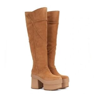 UGG Women's New Heights Platform Xtra Tall Boots in chestnut. Size 7.5